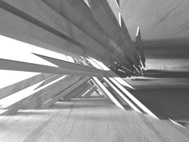 Geometrik beton mimari arka plan. 3D render illüstrasyon
