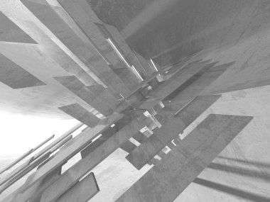 Geometrik beton mimari arka plan. 3D render illüstrasyon