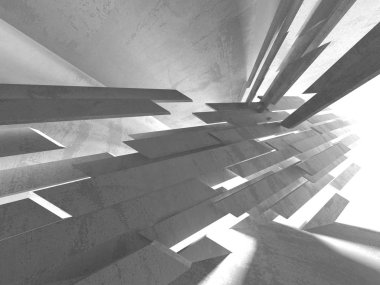 Geometrik beton mimari arka plan. 3D render illüstrasyon