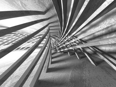 Geometrik beton mimari arka plan. 3D render illüstrasyon