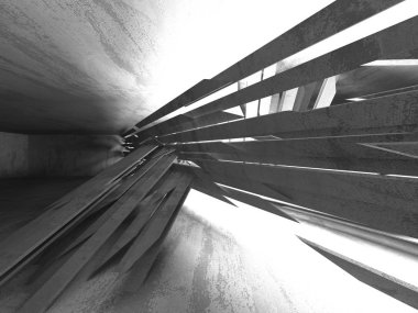 Geometrik beton mimari arka plan. 3D render illüstrasyon