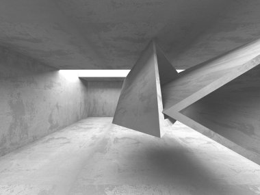 Geometrik beton mimari arka plan. 3D render illüstrasyon