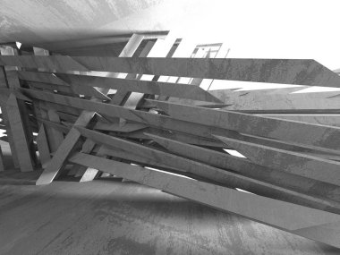 Geometrik beton mimari arka plan. 3D render illüstrasyon