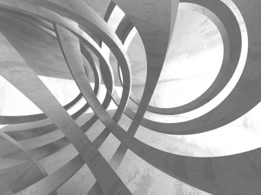 Beton mimari arka plan. Soyut boş karanlık oda. 3D render illüstrasyon