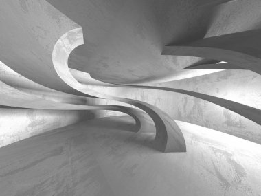 Beton mimari arka plan. Soyut boş karanlık oda. 3D render illüstrasyon