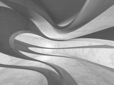 Beton mimari arka plan. Soyut boş karanlık oda. 3D render illüstrasyon