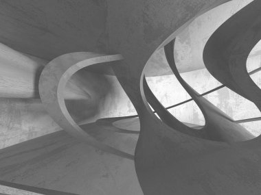 Beton mimari arka plan. Soyut boş karanlık oda. 3D render illüstrasyon