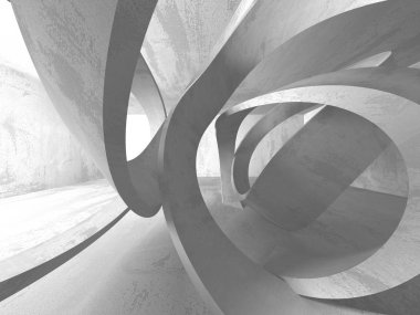 Beton mimari arka plan. Soyut boş karanlık oda. 3D render illüstrasyon