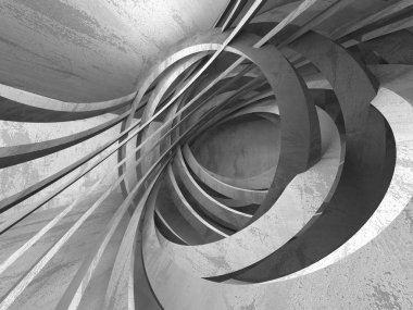 Beton mimari arka plan. Soyut boş karanlık oda. 3D render illüstrasyon