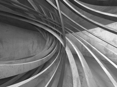 Geometrik beton mimari arka plan. 3D render illüstrasyon