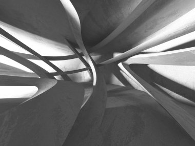 Geometrik beton mimari arka plan. 3D render illüstrasyon