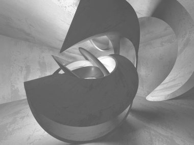 Geometrik beton mimari arka plan. 3D render illüstrasyon