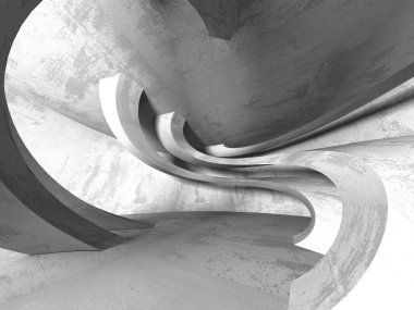 Karanlık beton boş oda. Modern mimari tasarım. Kentsel dokulu arka plan. 3D render illüstrasyon