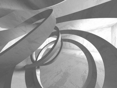 Karanlık beton boş oda. Modern mimari tasarım. Kentsel dokulu arka plan. 3D render illüstrasyon