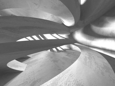 Karanlık beton boş oda. Modern mimari tasarım. Kentsel dokulu arka plan. 3D render illüstrasyon