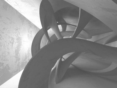 Karanlık beton boş oda. Modern mimari tasarım. Kentsel dokulu arka plan. 3D render illüstrasyon