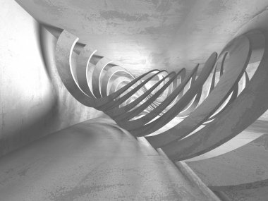 Karanlık beton boş oda. Modern mimari tasarım. Kentsel dokulu arka plan. 3D render illüstrasyon