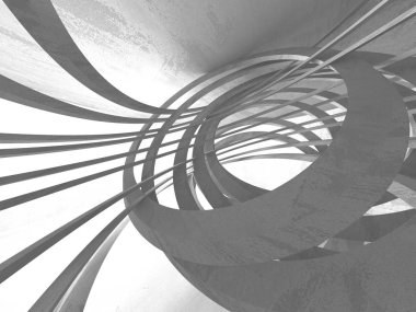 Karanlık beton boş oda. Modern mimari tasarım. Kentsel dokulu arka plan. 3D render illüstrasyon