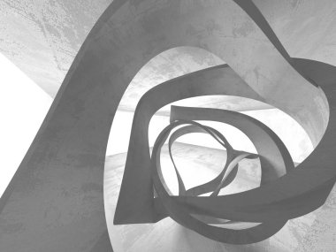 Karanlık beton boş oda. Modern mimari tasarım. Kentsel dokulu arka plan. 3D render illüstrasyon