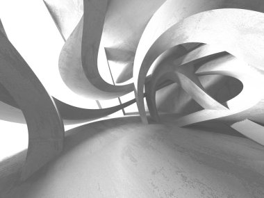 Karanlık beton boş oda. Modern mimari tasarım. Kentsel dokulu arka plan. 3D render illüstrasyon