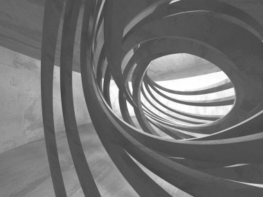 Karanlık beton boş oda. Modern mimari tasarım. Kentsel dokulu arka plan. 3D render illüstrasyon