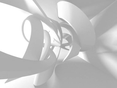 Soyut modern beyaz mimari arka planı. 3d resimleme