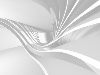 Soyut modern beyaz mimari arka planı. 3d resimleme