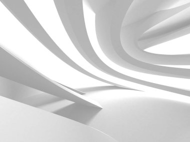 Soyut modern beyaz mimari arka planı. 3d resimleme