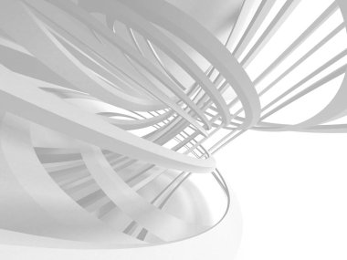 Soyut modern beyaz mimari arka planı. 3d resimleme