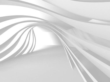 Fütüristik beyaz mimari tasarım arka plan. 3D render illüstrasyon
