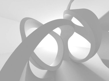 Fütüristik beyaz mimari tasarım arka plan. 3D render illüstrasyon
