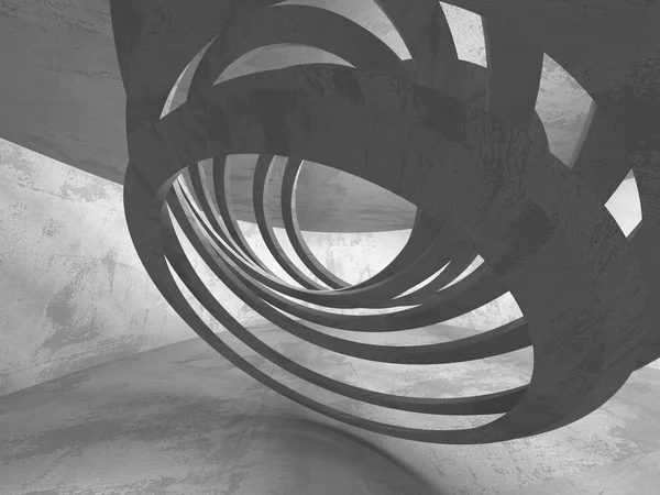 Karanlık beton boş oda. Modern mimari tasarım. Kentsel dokulu arka plan. 3D render illüstrasyon