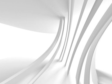 Fütüristik beyaz mimari tasarım arka plan. 3D render illüstrasyon