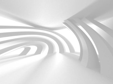 Fütüristik beyaz mimari tasarım arka plan. 3D render illüstrasyon
