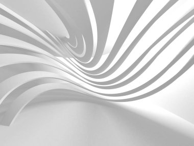 Fütüristik beyaz mimari tasarım arka plan. 3D render illüstrasyon
