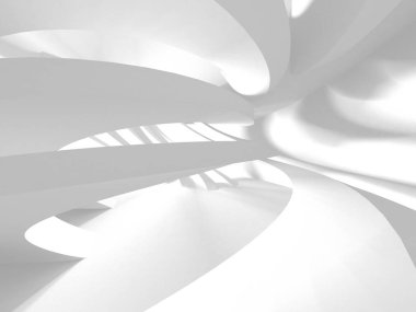 Fütüristik beyaz mimari tasarım arka plan. 3D render illüstrasyon