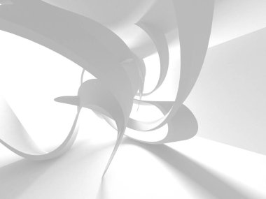 Fütüristik beyaz mimari tasarım arka plan. 3D render illüstrasyon