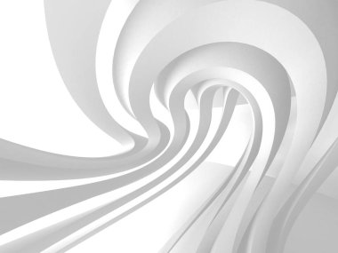 Fütüristik beyaz mimari tasarım arka plan. 3D render illüstrasyon