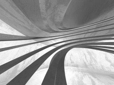 Karanlık Bodrum boş odası iç. Beton duvarlar. Mimari arka plan. 3D render illüstrasyon