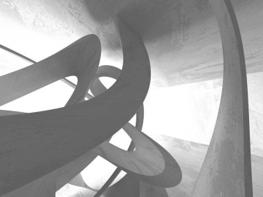 Karanlık Bodrum boş odası iç. Beton duvarlar. Mimari arka plan. 3D render illüstrasyon