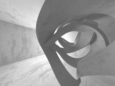 Karanlık Bodrum boş odası iç. Beton duvarlar. Mimari arka plan. 3D render illüstrasyon