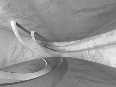 Karanlık Bodrum boş odası iç. Beton duvarlar. Mimari arka plan. 3D render illüstrasyon