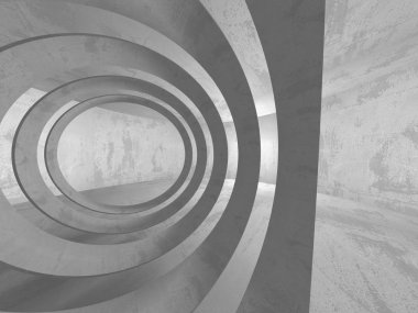 Karanlık Bodrum boş odası iç. Beton duvarlar. Mimari arka plan. 3D render illüstrasyon