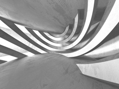 Karanlık Bodrum boş odası iç. Beton duvarlar. Mimari arka plan. 3D render illüstrasyon