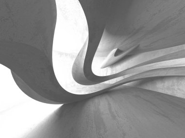 Karanlık Bodrum boş odası iç. Beton duvarlar. Mimari arka plan. 3D render illüstrasyon