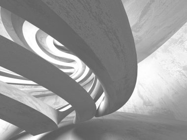 Karanlık Bodrum boş odası iç. Beton duvarlar. Mimari arka plan. 3D render illüstrasyon