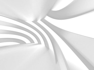 Beyaz Mimarlık inşaat Modern iç arka plan. 3D render illüstrasyon