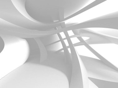 Beyaz Mimarlık inşaat Modern iç arka plan. 3D render illüstrasyon