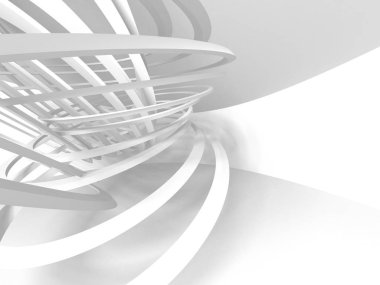 Beyaz Mimarlık inşaat Modern iç arka plan. 3D render illüstrasyon