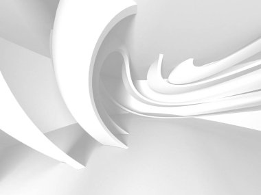 Beyaz Mimarlık inşaat Modern iç arka plan. 3D render illüstrasyon